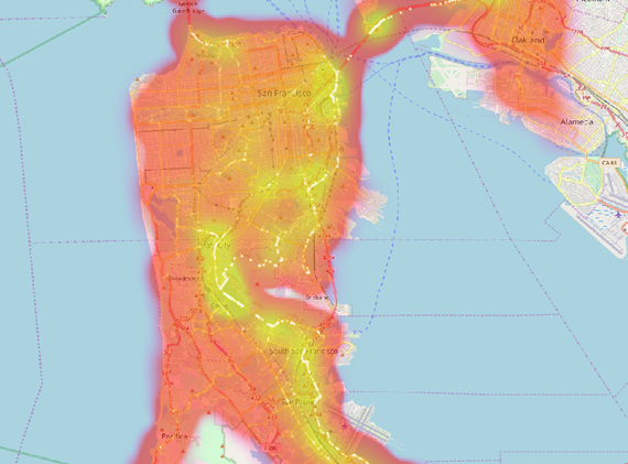 Mobility analysis in San Francisco shows expected traffic load in the area